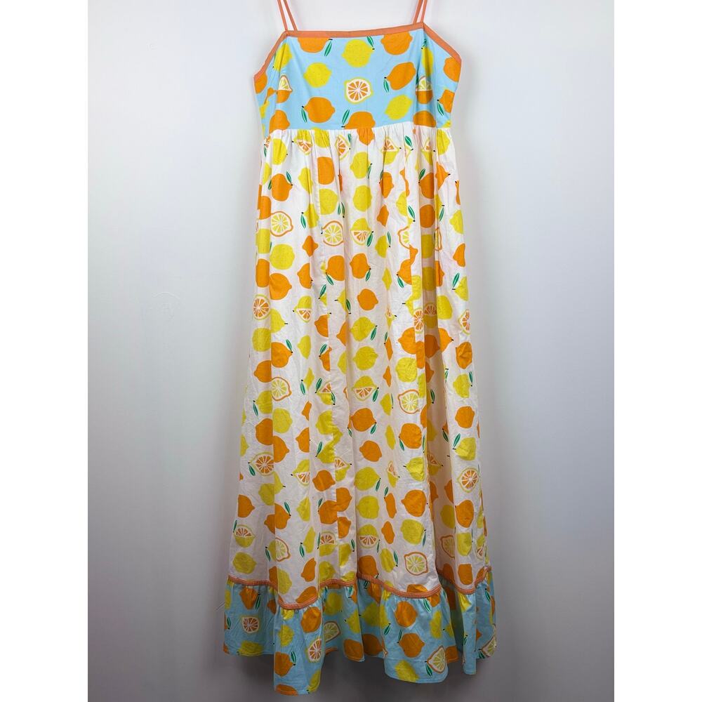 🍋 In Loom Citrus Maxi Dress | Large | Lemon Orange Print